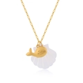 Gold finish seashell and whale pendant necklace with textured chain for summer beach style - Gold-Whale (NAC04-8)