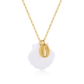 Gold-plated ocean style necklace featuring a white shell pendant and small golden seashell - Gold-Conch (NAC04-9)