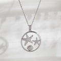 Collana a stella marina argentata con zirconi lucidi e ciondolo a conchiglia - Stella Marina (NAA09-3)