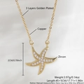 Collana a stella marina dorata in rame placcato oro 3 strati con pendente in zircone - Stella Marina Placcata Oro (NAA09-10)