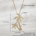 Collana con ciondolo palma dorata con zirconi bianchi e placcatura in oro a 3 strati - Albero di Cocco Placcato Oro (NAA08-6)