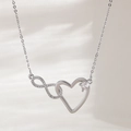 Elegant silver infinity heart necklace with sparkling zircon pavé and polished pendant finish - Necklace (Chain + Pendant) / Platinum Plated