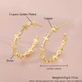 Boucles d'oreilles créoles irrégulières en C dorées avec croix et zircons - 3,2cm Plaqué Or ER12-1