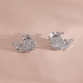 Funkelnde Wal-Ohrstecker in Silberoptik mit Pavé-Zirkonia-Besatz für Frauen - Wal Stil(ER01-8) / Silber
