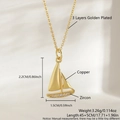 Goldene Segelboot-Halskette aus Kupfer mit Zirkonia, dreifach vergoldete Oberfläche - Vergoldetes Segelboot (NAB01-6)