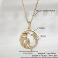 Collana con pendente delfino oceano in zircone e rame con specifiche di misura - Delfino Placcato Oro (NAA11-6)