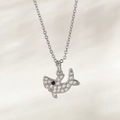 Collana con ciondolo a squalo in argento e zirconi brillanti su catena a maglia - Squalo (NAA12-1)