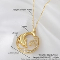 Collana con ciondolo delfino dorato, zirconi scintillanti e catena lucida da 45cm - Delfino Placcato Oro (NAA06-10)
