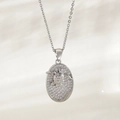 Collana con ciondolo a tartaruga marina con zirconi bianchi su catena d'argento - Tartaruga Marina (NAA07-7)