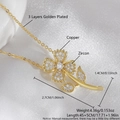 Zircon flower necklace in 3 layers gold plating with delicate leaf pendant design - Necklace (With Chain) / Gold