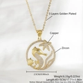 Collana dorata con ciondolo ippocampo e stella marina con zirconi e placcatura oro - Cavalluccio Marino Placcato Oro (NAA08-2)