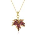 Collier feuille d'érable avec zircons rouges en forme de poire plaqué or 18k - Collier (Comprend La Chaîne Et Le Pendentif) / Rouge Foncé