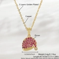 Pink zircon Santa hat pendant necklace with 3 layers of golden plating and crystals - 1.2cm Santa Hat (NAG08-1) / Necklace (With Chain and Pendant)