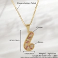 Copper 3 layers gold plated Christmas scepter necklace with pink and white zircon stones - 1.9x1cm Candy Cane (NAG09-7) / Necklace (With Chain and Pendant)