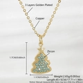 Christmas tree pendant necklace in golden finish with blue zircon stones on a gold chain - Necklace (Chain + Pendant) / Christmas Tree (NAG05-9)