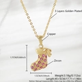 Golden Christmas stocking pendant necklace with pink zircon and three layers of gold plating - Necklace (Chain + Pendant) / Christmas Stocking (NAG10-1)