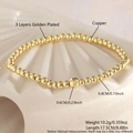 Pulsera minimalista de cobre chapada en oro de 3 capas con una cuenta central texturizada - Estilo de Cuentas Doradas (NAH10-8)