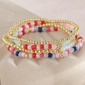 Fünfteiliges Set aus goldenen Perlen und mehrfarbigen Dopamin-Samenperlen-Armbändern - 3+4mm Bunter Armband Stapel