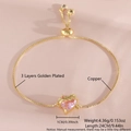 Detailed specs of adjustable 18k gold plated crown pink heart bracelet with dimensions - Rose Gold Plated Heart Star (NAC12-4)