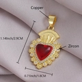 Gold-plated copper heart pendant with red zircon and white stones, 2.9cm x 1.8cm - Radiant Heart (NZ06-8) / 2.9x1.8cm (Without Chain) / Red