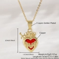 Sacred heart necklace with thorns and rose in gold plated brass with red zircon stone - Sacred Heart Flame Sword Style (NAD07-7) / Gold with Red