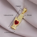 Gold-plated copper hand holding a red heart zircon pendant in 2.6cm by 0.9cm size - Palm Holding Heart (NZ06-5) / 2.6x0.9cm (Without Chain) / Gold