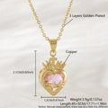 Gold-plated Sacred Heart necklace with pink heart zircon and thorn cross pendant details - Sacred Heart Thorn Cross Style (NAC12-1)