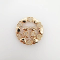 18 Karat vergoldeter runder Anhänger mit Jungen- und Mädchenfiguren und Zirkonia-Besatz - Junge und Mädchen Weißer Zirkon (NA06-9) / Nur Anhänger (Ohne Kette) / Gold