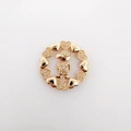 Rundes 18k vergoldetes Medaillon mit Jungen-Motiv und pavé-gefassten Zirkon-Herzen - Junge Weißer Zirkon (NA07-2) / Nur Anhänger (Ohne Kette) / Gold