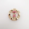 Ciondolo bimba placcato oro 18k con zirconi rosa e cornice a cuori per gioielli - Ragazza Zircone Colorato (NA07-4)