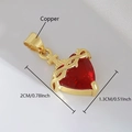 Vergulde koperen hartvormige hanger met rode zirkoon en kruis, maat 2cm bij 1,3cm - Doornenkruis Heilig Hart (NAC07-9) / 2x1.3cm (Zonder Ketting) / Rood