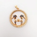 Pendaglio rotondo in oro 18k con charms bambino e bambina per gioielli fai-da-te - Due Ragazzi Zircone Colorato (NB06-3)