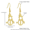 Gold plated snowman dangle earrings with copper base and hollow Christmas design - Hollow Snowman Style (ET07-10)