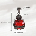 Koperen harthanger met rode zirkoon en zwarte doorntextuur, 2,4 cm hoog - Doornen Heilig Hart (NAE02-1) / 2.4x1.6cm (Zonder Ketting) / Gunmetal