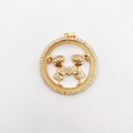 Ciondolo tondo placcato oro 18k con sagome di bambine e cuore in zircone in oro - Due Ragazze Zircone Bianco (NB06-6)
