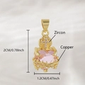 Roze hart hanger met gouden kruis en zirkoon, vintage stijl met koperen basis - Doornenkruis roze hart (NAC12-7) / 2x1.2cm (Zonder Ketting) / Roze