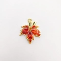 Elegant 18k gold plated maple leaf pendant with vibrant orange pear-cut gemstones - Maple Leaf Style (NAD09-2) / 3x2.5cm / Light Red (NAD09-2)