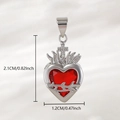 Zilveren hart hanger met rode zirkoon en kristallen kruis met maataanduiding - Doornenkruis Heilig Hart (NAC11-3) / 2.1x1.2cm (Zonder Ketting) / Witgoud