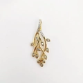 Polished 18k gold plated maple leaf branch pendant with sparkling zircon accents - Plant Branch Style (NAD08-7) / 4x1.7cm / Pink (NAD08-7)