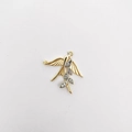 18k gold plated flying bird pendant with silver leaf branch and sparkling crystal accents - Bird with Branch Style (NAD08-8) / 2.3x1.8cm / Bright Gold (NAD08-8)