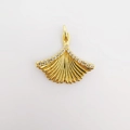 Gingko leaf pendant in 18k gold plated copper with sparkling white zircons - Real Gold Plated (NAD10-8)