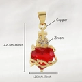 Hartvormige hanger van verguld koper met rode zirkoon, kruis en maataanduidingen - Heilig Hart (NAE02-10) / 2.2x1.2cm (Zonder Ketting) / Rood