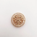 Ciondolo tondo da ragazza placcato in oro 18k con zirconi marquise e design con intaglio - 3 Ragazze (NB09-6)