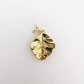 18k gold plated maple leaf pendant with clear zircon stones for necklace DIY making - Gold (NAB01-10)