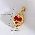 Vergulde Heilig Hart hanger met rode edelsteen en kruisdetail voor doe-het-zelf sieraden - Heilig Hart (NAB10-5) / 2.1x1.2cm (Zonder Ketting) / Rood