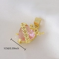 Roze hartvormige zirkoon hanger met gouden roos en zwaard, 1 cm variant - Dolk Hart Roos Basis (NAB04-8) / 1cm (Zonder Ketting) / Roze