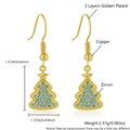 18k gold plated Christmas tree earrings featuring light blue zircon and a star charm - Gold Plated Blue Zircon Tree (ET07-7)
