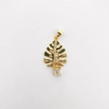 18k gold plated monstera leaf pendant with white zirconia stones for DIY jewelry - Gold Transparent (NAD09-10)