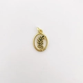 18k gold plated copper leaf pendant with oval hollow frame for DIY jewelry making - Gold (NW07-10)