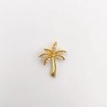 18K vergulde kokosnootboom hanger met witte zirkoon voor doe-het-zelf sieraden - Gouden Micro-ingelegde Zirkonia Kokosboom Stijl (NAA08-10)
